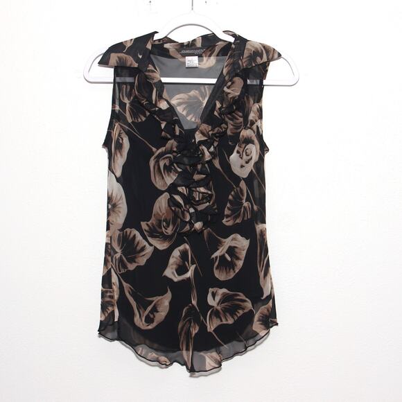 Jonathan Martin Floral Ruffle Top Sleeveless Lily print Size Small - Picture 1 of 7
